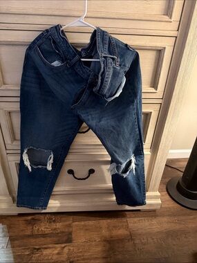 No Boundaries Dark Blue Ripped Boyfriend Jeans